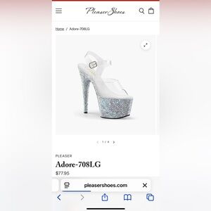 Pleaser Adore-708LG Iridescent Glitter White Platform Sandal